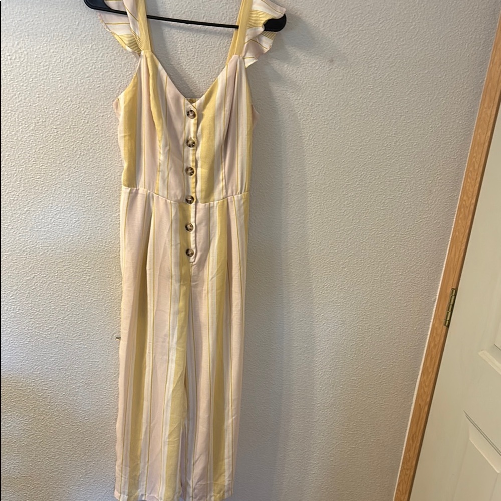 Candies striped ruffle strap jumpsuit